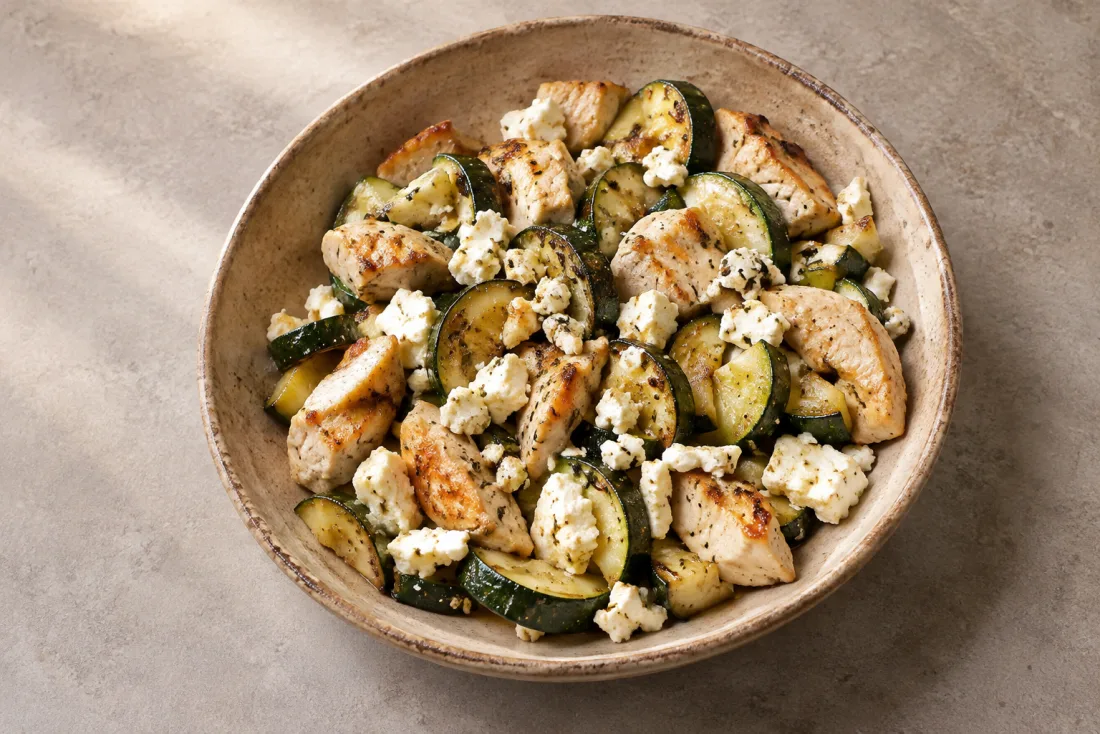 Turkey, courgette & feta skillet — serving suggestion