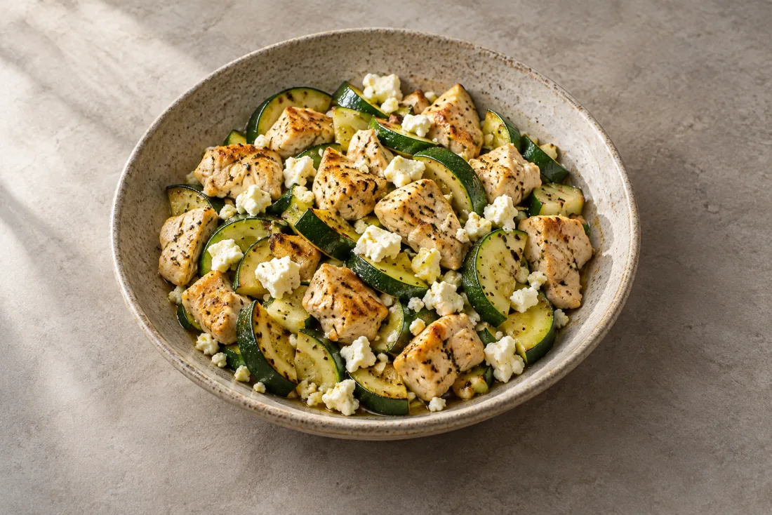 Turkey, courgette & feta skillet
