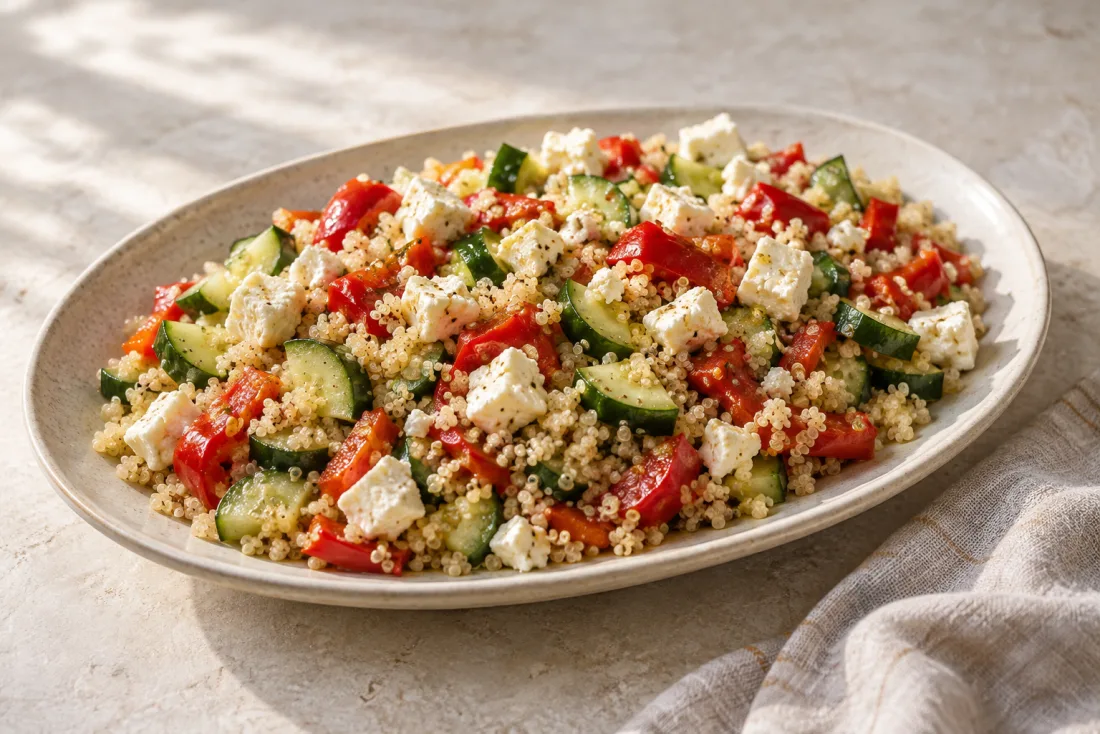 Quinoa, pepper & feta salad — serving suggestion