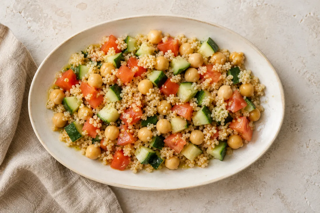 Chickpea & quinoa rainbow bowl — serving suggestion
