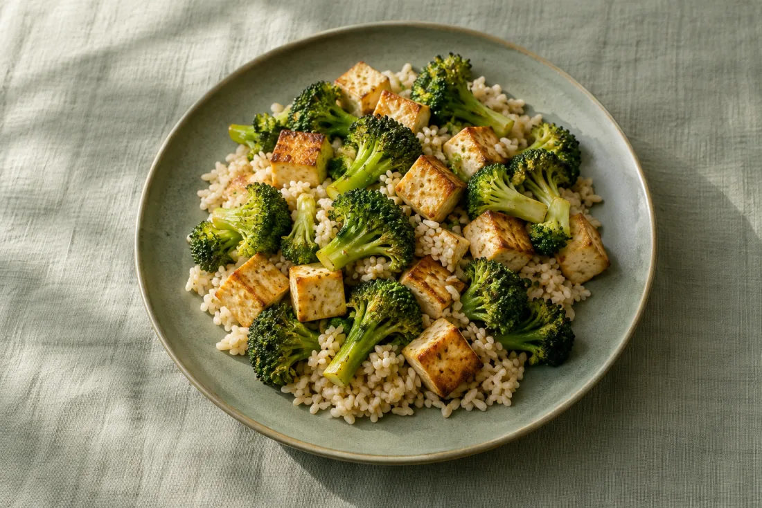 Tofu & broccoli rice bowl — serving suggestion