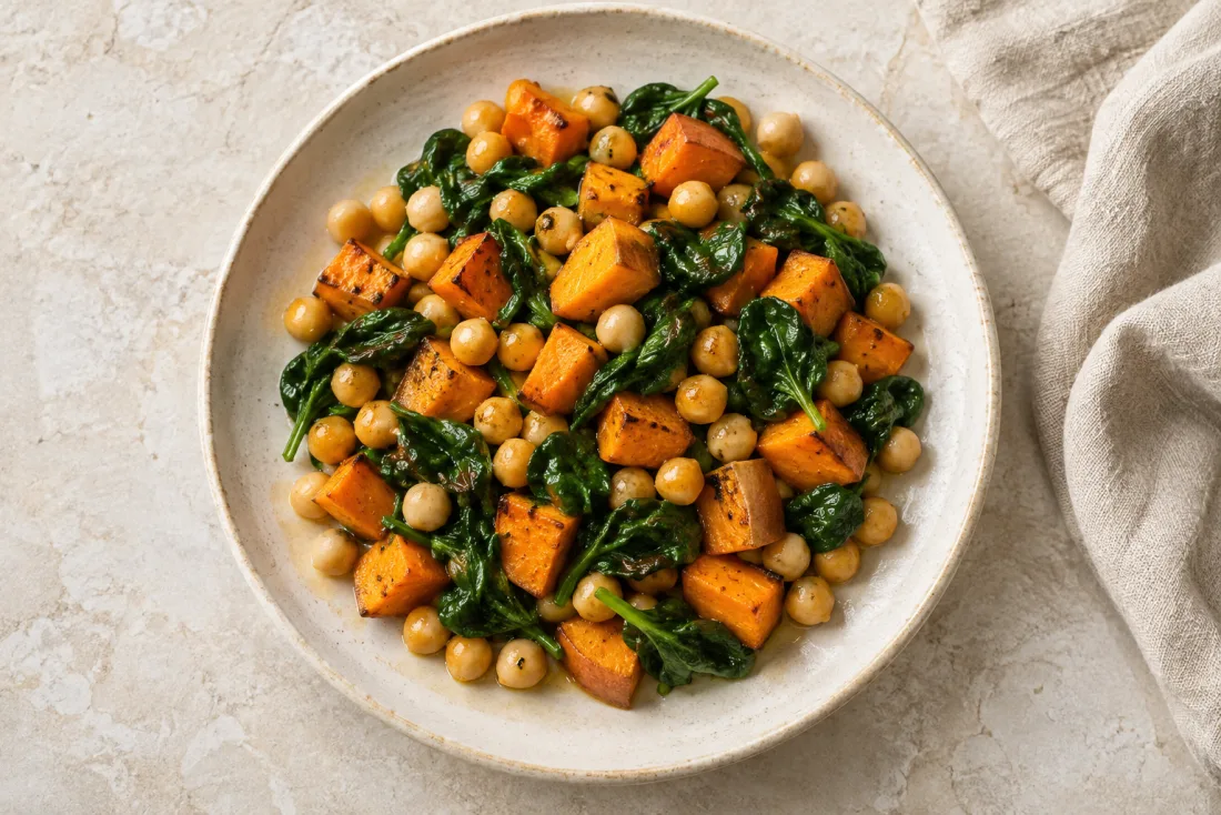 Warm chickpea & sweet potato salad — serving suggestion
