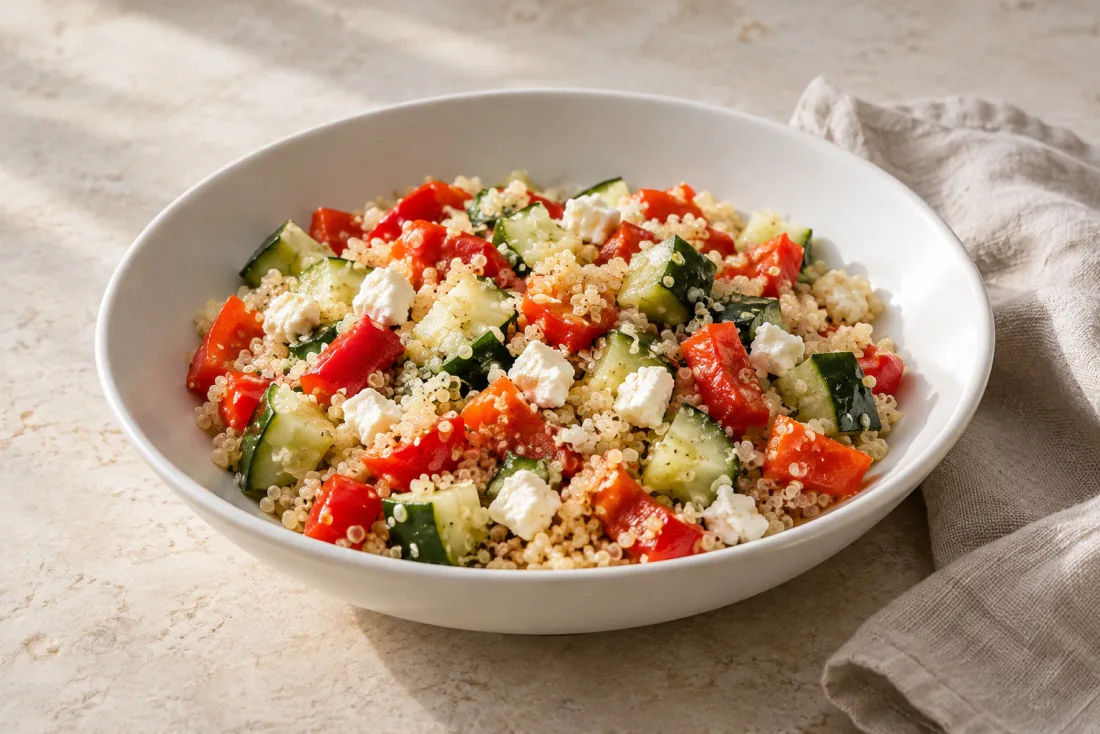 Quinoa, pepper & feta salad — serving suggestion