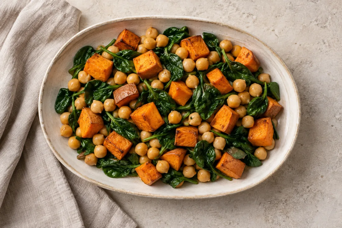 Warm chickpea & sweet potato salad — serving suggestion