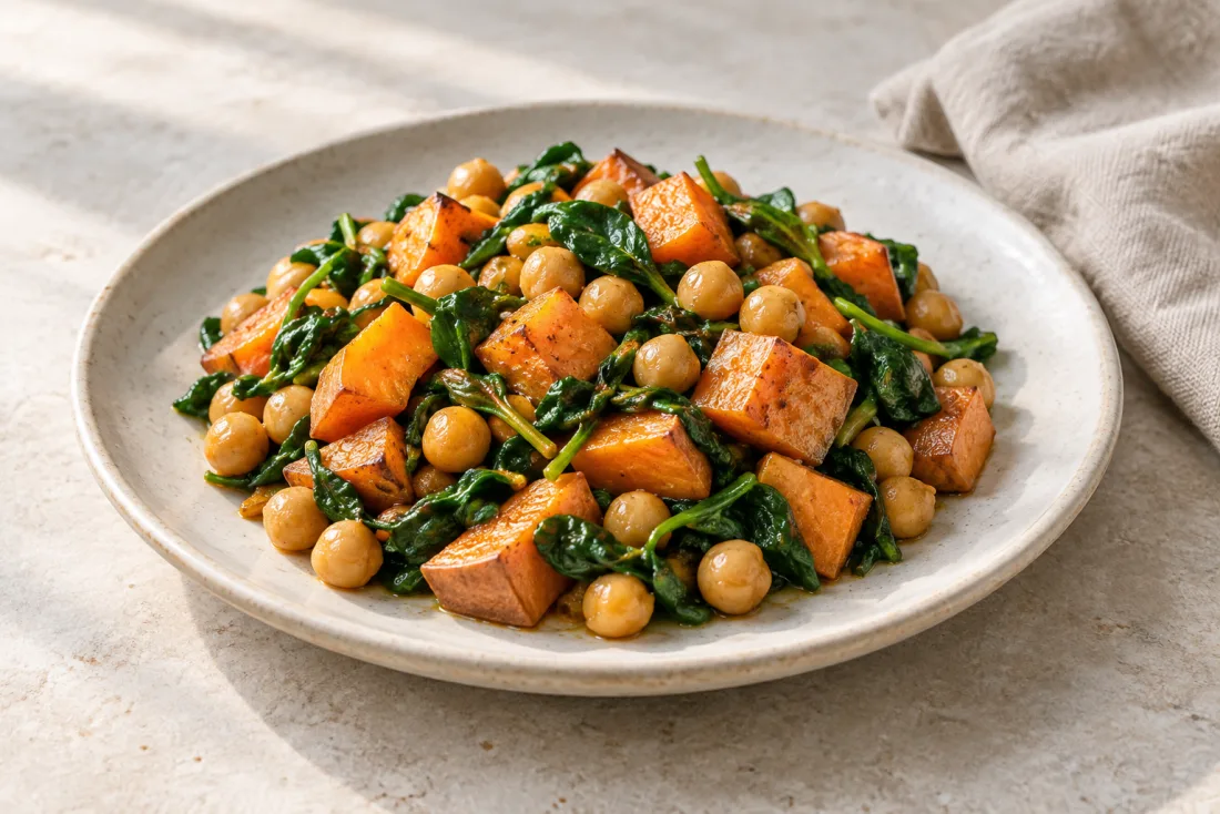 Warm chickpea & sweet potato salad — serving suggestion