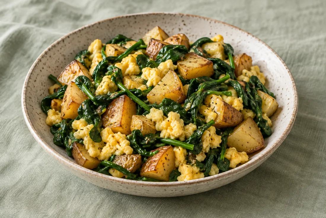 Potato, spinach & egg skillet