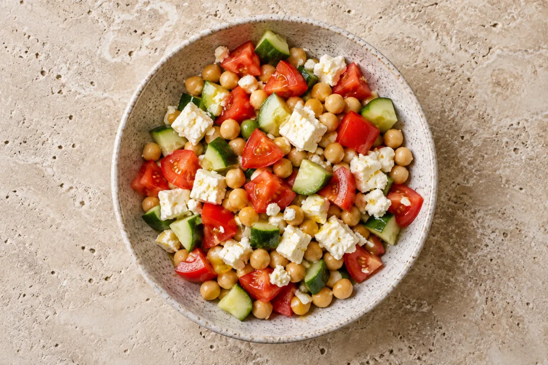 Chickpea, feta & tomato bowl — serving suggestion