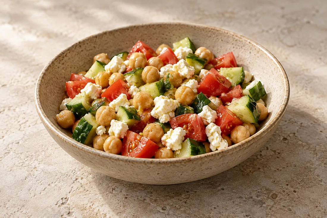 Chickpea, feta & tomato bowl — serving suggestion